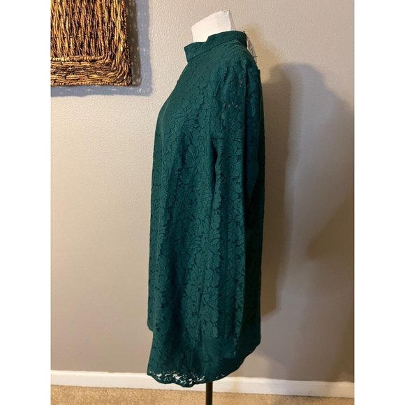 ASOS Sheath Dress 14 Green Cotton Lace Long Sleeve Washable Stretch NEW NWT - Picture 6 of 12